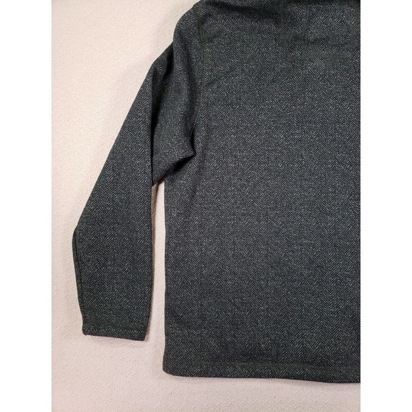 GH Bass Sweater Mens Large L 1/4 Snap Button High Neck Collar Fleece Herringbone - Picture 10 of 13